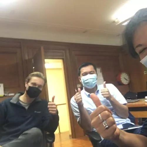 From left to right - Brett, Dave and Flo in the office giving a thumbs up