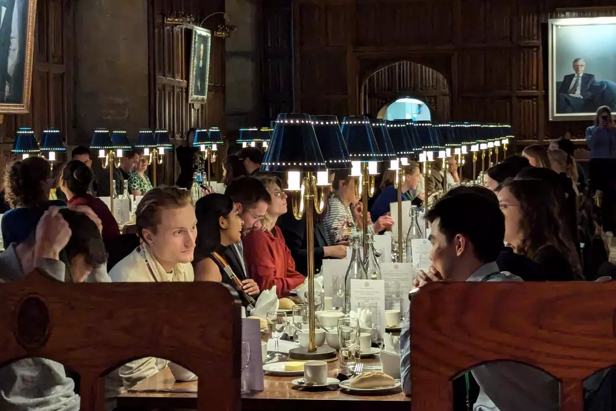 Members of the lab having dinner at New College during PPATH24